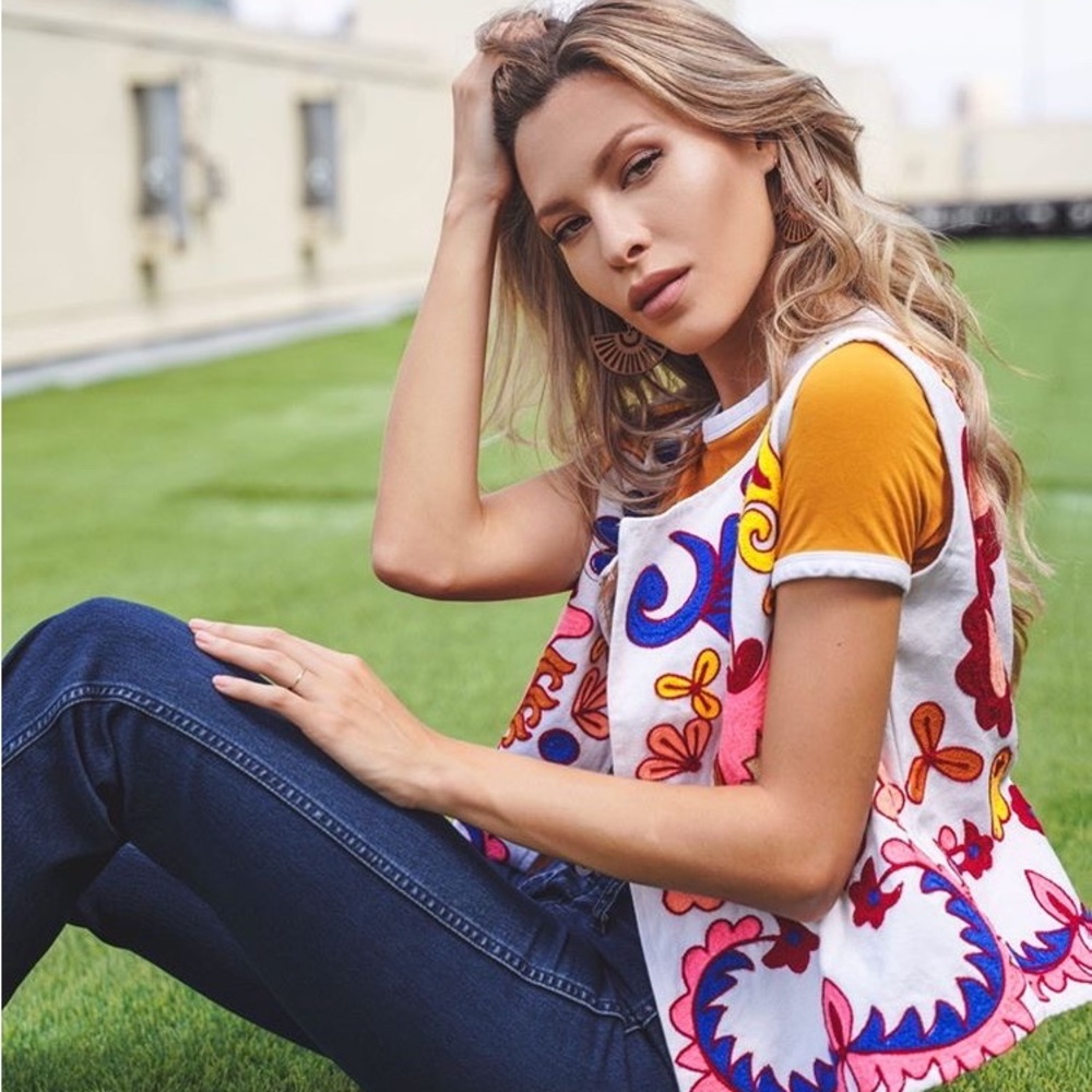 Bohemian hand embroidered vest
